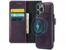CaseMania 2in1 Magnetic Leather Bookcase Paars - iPhone 15 Pro Hoesje Leer