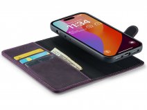 CaseMania 2in1 Magnetic Leather Bookcase Paars - iPhone 15 Pro Hoesje Leer