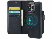 CaseMania 2in1 Magnetic Leather Bookcase Zwart - iPhone 15 Pro Hoesje Leer