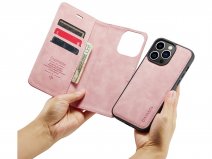 CaseMe 2in1 Magnetic Bookcase Roze - iPhone 15 Pro Hoesje