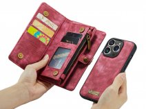 CaseMe 2in1 Wallet Case met Ritsvak Rood - iPhone 15 Pro Hoesje