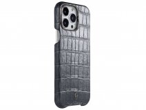 Gatti Classica Alligator Case iPhone 15 Pro hoesje - Jet Black Silver Dust/Gunmetal