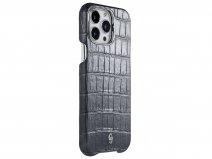 Gatti Classica Alligator Case iPhone 15 Pro hoesje - Jet Black Silver Dust/Steel