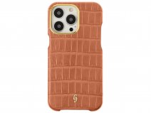 Gatti Classica Alligator Case iPhone 15 Pro hoesje - Orange Ermes/Gold