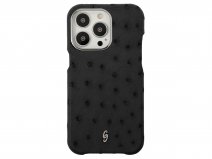 Gatti Classica Ostrich Case iPhone 15 Pro hoesje - Black Matt/Steel