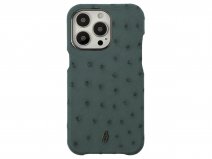 Gatti Classica Ostrich Case iPhone 15 Pro hoesje - Dark Green Matt/Gunmetal