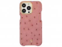 Gatti Classica Ostrich Case iPhone 15 Pro hoesje - Queen Pink/Gold