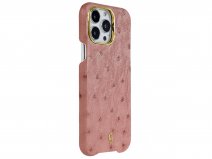 Gatti Classica Ostrich Case iPhone 15 Pro hoesje - Queen Pink/Gold