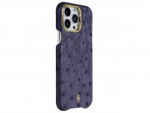 Gatti Classica Ostrich Case iPhone 15 Pro hoesje - Blue Gibilterra/Gold