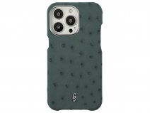 Gatti Classica Ostrich Case iPhone 15 Pro hoesje - Dark Green Matt/Steel