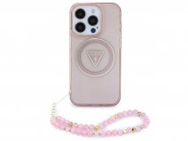 Guess Wristlet Charm Case Rosé - iPhone 15 Pro hoesje met Polsbandje