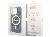 Guess Monogram MagSafe TPU Case Blauw - iPhone 15 Pro hoesje