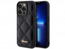 Guess Diamond Quilted Puffer Case Zwart - iPhone 15 Pro hoesje