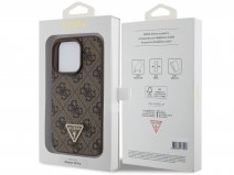 Guess Strass Triangle Monogram Case Bruin - iPhone 15 Pro hoesje