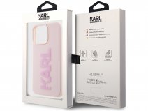 Karl Lagerfeld 3D Glitter Logo Case Roze - iPhone 15 Pro hoesje