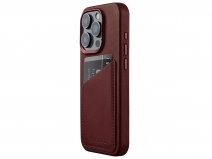 Mujjo Full Leather Wallet Case Burgundy - iPhone 15 Pro Hoesje Leer