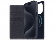 SLG Design D8 2in1 Leather Folio Black Blue - iPhone 15 Pro hoesje