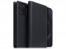 SLG Design D8 2in1 Leather Folio Black Blue - iPhone 15 Pro hoesje