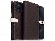 SLG Design D8 Edition 2in1 Leather Folio Brown Cream - iPhone 15 Pro hoesje