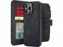 CaseMe 2in1 Wallet Ritsvak Case Zwart - iPhone 15 Pro Max Hoesje
