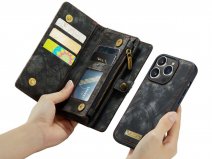 CaseMe 2in1 Wallet Case met Ritsvak Zwart - iPhone 15 Pro Max Hoesje