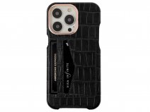 Gatti Cardholder Alligator Case iPhone 15 Pro Max hoesje - Intense Matt Black/Rose Gold