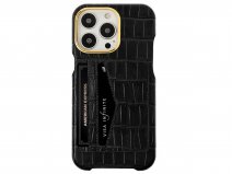 Gatti Cardholder Alligator Case iPhone 15 Pro Max hoesje - Intense Matt Black/Gold