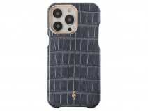Gatti Classica Alligator Case iPhone 15 Pro Max hoesje - Jet Black Silver Dust/Rose Gold