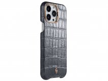 Gatti Classica Alligator Case iPhone 15 Pro Max hoesje - Jet Black Silver Dust/Rose Gold