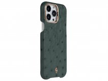 Gatti Classica Ostrich Case iPhone 15 Pro Max hoesje - Dark Green Matt/Rose Gold