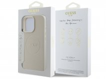 Guess Leatherette MagSafe Case Beige - iPhone 15 Pro Max hoesje