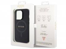 Guess Saffiano MagSafe Case Zwart - iPhone 15 Pro Max hoesje