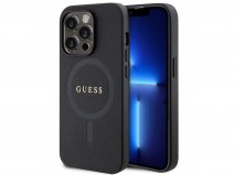 Guess Saffiano MagSafe Case Zwart - iPhone 15 Pro Max hoesje