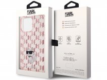 Karl Lagerfeld Choupette Monogram Case Roze - iPhone 15 Pro Max hoesje
