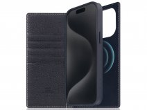 SLG Design D8 2in1 Leather Folio Black Blue - iPhone 15 Pro Max hoesje