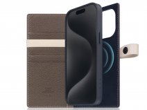 SLG Design D8 Edition 2in1 Leather Folio Etoff Cream - iPhone 15 Pro Max hoesje