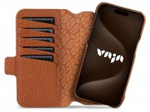 Vaja 2in1 Wallet Leather Case MagSafe Cognac - iPhone 15 Pro Max Hoesje Leer