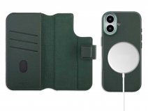 Accezz Leather 2in1 Bookcase MagSafe Groen - iPhone 16 Hoesje Leer