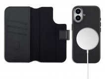 Accezz Leather 2in1 Bookcase MagSafe Zwart - iPhone 16 Hoesje Leer