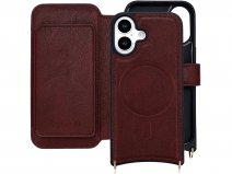 CaseMania 2in1 Bookcase met Koord en Minibag - iPhone 16 Hoesje Bordeaux