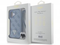 Guess 4G Monogram Necklace Case Blauw - iPhone 16 hoesje met Koord