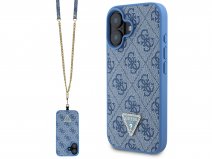 Guess 4G Monogram Necklace Case Blauw - iPhone 16 hoesje met Koord