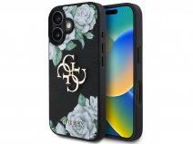 Guess Big 4G Floral Roses Case Zwart - iPhone 16 hoesje