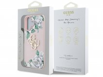 Guess Big 4G Floral Roses Case Roze - iPhone 16 hoesje