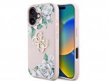 Guess Big 4G Floral Roses Case Roze - iPhone 16 hoesje