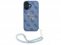 Guess Big 4G Monogram Wristlet Case - iPhone 16 hoesje Blauw
