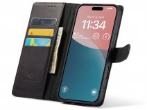 CaseMania Classic Leather Case Zwart - iPhone 16 Plus hoesje