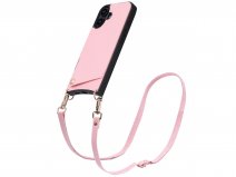 CaseMania Crossbody Card Case met Koord - iPhone 16 Plus Hoesje Roze