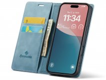 CaseMania Vintage Slim Bookcase Aqua - iPhone 16 Plus hoesje