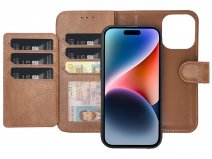 CaseMania 2in1 Magnetic XL Bookcase  Bruin - iPhone 16 Plus Hoesje